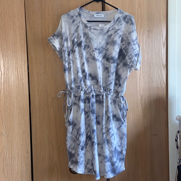 Gilli brand- SHORT DOLMAN, ROLL UP SLEEVE, SIDE TIE WAIST DRESS (new with tags) - Picture 2 of 8